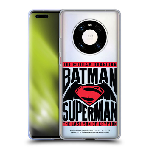 Batman V Superman: Dawn of Justice Graphics Typography Soft Gel Case for Huawei Mate 40 Pro 5G