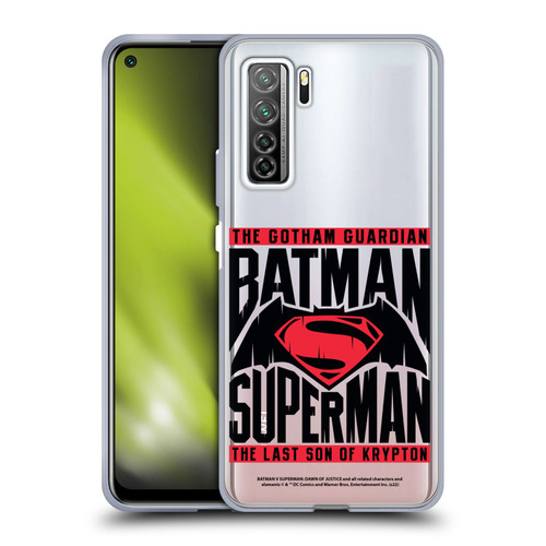 Batman V Superman: Dawn of Justice Graphics Typography Soft Gel Case for Huawei Nova 7 SE/P40 Lite 5G