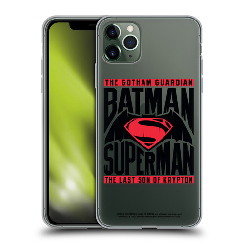 Batman V Superman: Dawn of Justice Graphics Typography Soft Gel Case for Apple iPhone 11 Pro Max