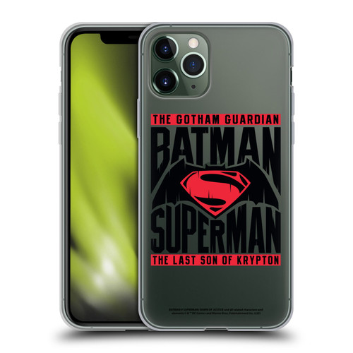 Batman V Superman: Dawn of Justice Graphics Typography Soft Gel Case for Apple iPhone 11 Pro
