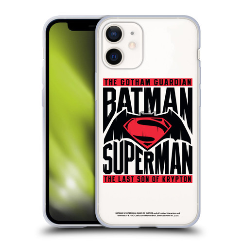 Batman V Superman: Dawn of Justice Graphics Typography Soft Gel Case for Apple iPhone 12 Mini