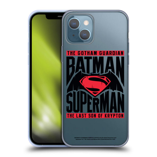 Batman V Superman: Dawn of Justice Graphics Typography Soft Gel Case for Apple iPhone 13