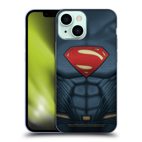 Batman V Superman: Dawn of Justice Graphics Superman Costume Soft Gel Case for Apple iPhone 13 Mini