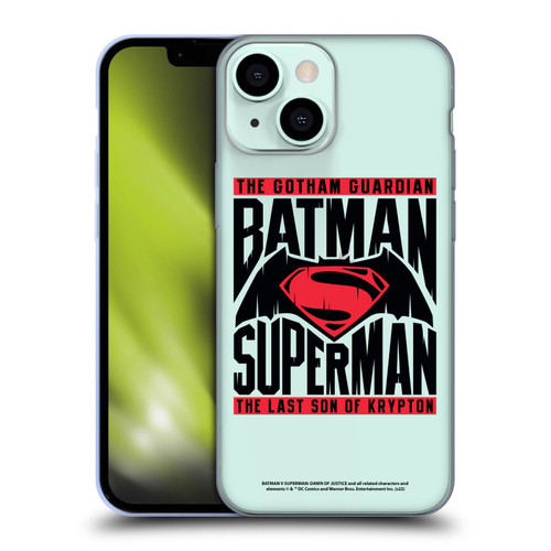 Batman V Superman: Dawn of Justice Graphics Typography Soft Gel Case for Apple iPhone 13 Mini