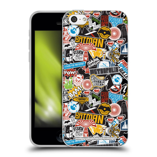 Batman V Superman: Dawn of Justice Graphics Sticker Collage Soft Gel Case for Apple iPhone 5c