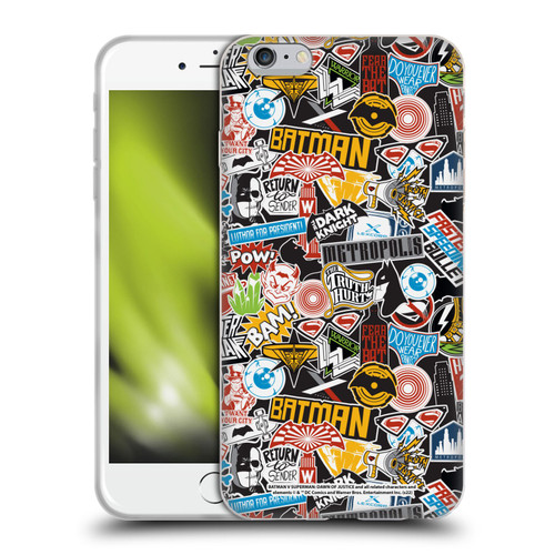 Batman V Superman: Dawn of Justice Graphics Sticker Collage Soft Gel Case for Apple iPhone 6 Plus / iPhone 6s Plus