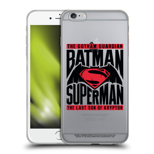 Batman V Superman: Dawn of Justice Graphics Typography Soft Gel Case for Apple iPhone 6 Plus / iPhone 6s Plus