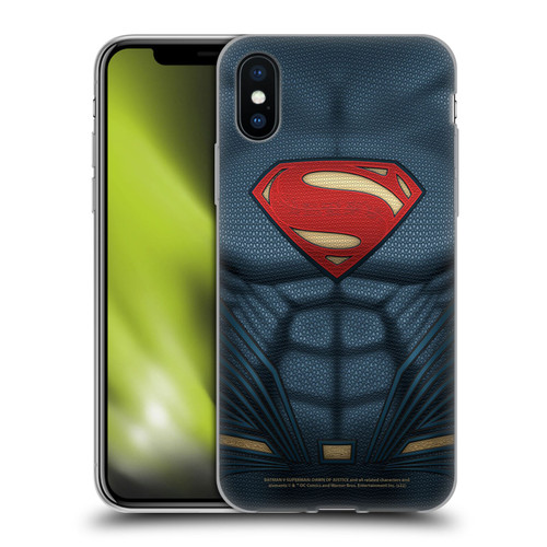 Batman V Superman: Dawn of Justice Graphics Superman Costume Soft Gel Case for Apple iPhone X / iPhone XS