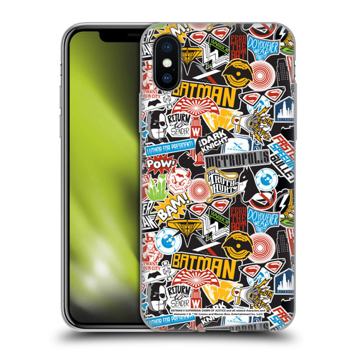 Batman V Superman: Dawn of Justice Graphics Sticker Collage Soft Gel Case for Apple iPhone X / iPhone XS