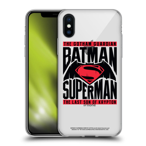 Batman V Superman: Dawn of Justice Graphics Typography Soft Gel Case for Apple iPhone X / iPhone XS