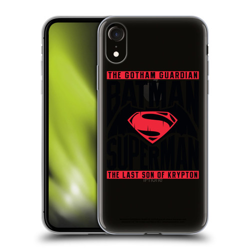 Batman V Superman: Dawn of Justice Graphics Typography Soft Gel Case for Apple iPhone XR