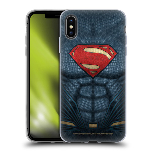 Batman V Superman: Dawn of Justice Graphics Superman Costume Soft Gel Case for Apple iPhone XS Max