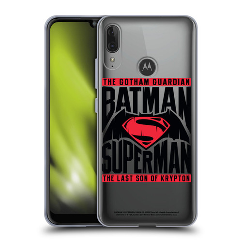 Batman V Superman: Dawn of Justice Graphics Typography Soft Gel Case for Motorola Moto E6 Plus