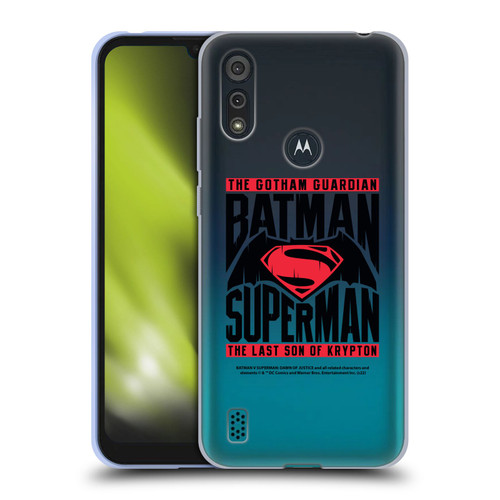 Batman V Superman: Dawn of Justice Graphics Typography Soft Gel Case for Motorola Moto E6s (2020)