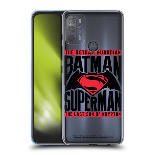Batman V Superman: Dawn of Justice Graphics Typography Soft Gel Case for Motorola Moto G50