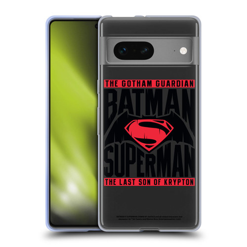 Batman V Superman: Dawn of Justice Graphics Typography Soft Gel Case for Google Pixel 7