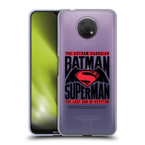 Batman V Superman: Dawn of Justice Graphics Typography Soft Gel Case for Nokia G10