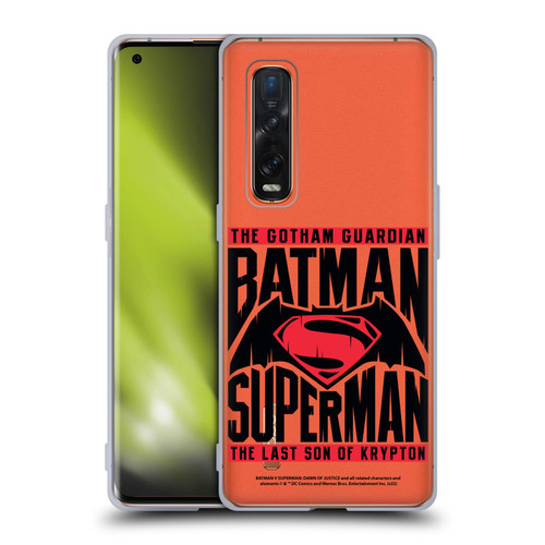 Batman V Superman: Dawn of Justice Graphics Typography Soft Gel Case for OPPO Find X2 Pro 5G