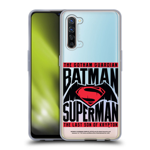 Batman V Superman: Dawn of Justice Graphics Typography Soft Gel Case for OPPO Find X2 Lite 5G