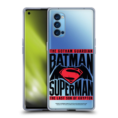 Batman V Superman: Dawn of Justice Graphics Typography Soft Gel Case for OPPO Reno 4 Pro 5G