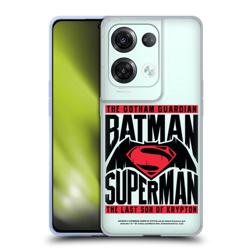 Batman V Superman: Dawn of Justice Graphics Typography Soft Gel Case for OPPO Reno8 Pro