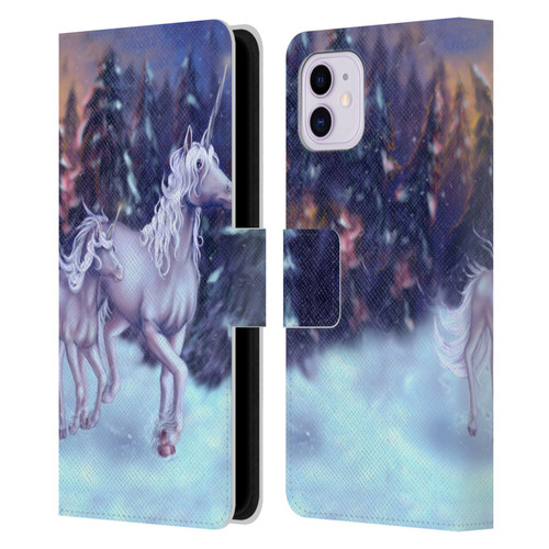 Tiffany "Tito" Toland-Scott Christmas Art Winter Unicorns Leather Book Wallet Case Cover For Apple iPhone 11