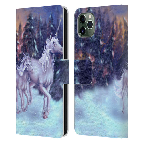 Tiffany "Tito" Toland-Scott Christmas Art Winter Unicorns Leather Book Wallet Case Cover For Apple iPhone 11 Pro Max