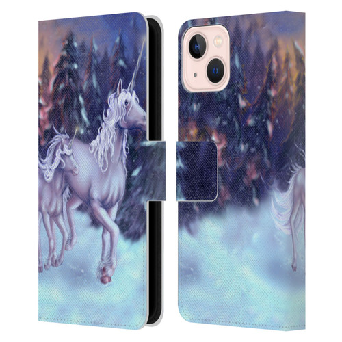 Tiffany "Tito" Toland-Scott Christmas Art Winter Unicorns Leather Book Wallet Case Cover For Apple iPhone 13