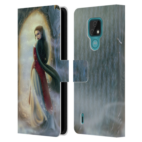 Tiffany "Tito" Toland-Scott Christmas Art Elf Woman In Snowy Forest Leather Book Wallet Case Cover For Motorola Moto E7