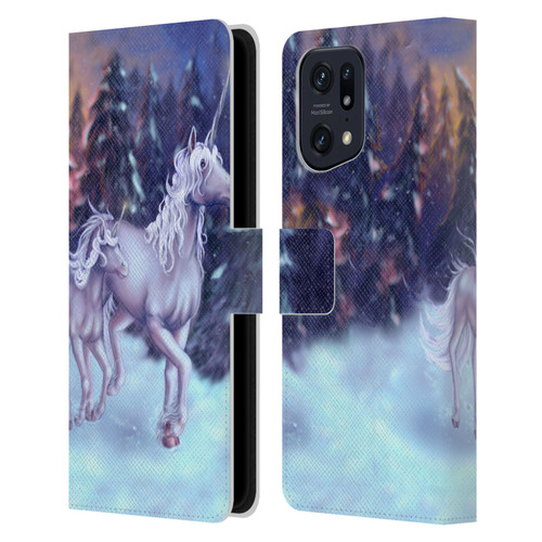 Tiffany "Tito" Toland-Scott Christmas Art Winter Unicorns Leather Book Wallet Case Cover For OPPO Find X5
