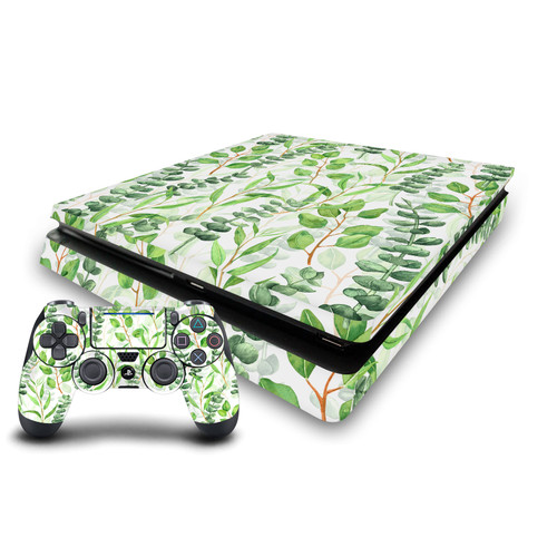 Katerina Kirilova Patterns Eucalyptus Mix Vinyl Sticker Skin Decal Cover for Sony PS4 Slim Console & Controller