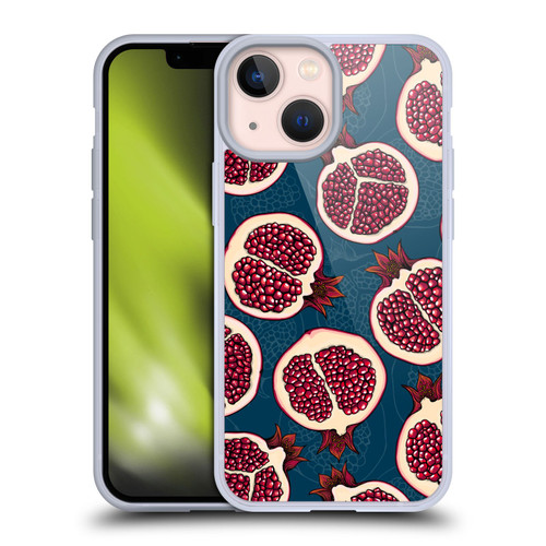 Katerina Kirilova Fruits & Foliage Patterns Pomegranate Slices Soft Gel Case for Apple iPhone 13 Mini