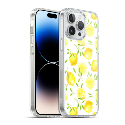 Katerina Kirilova Fruits & Foliage Patterns Lemons Soft Gel Case for Apple iPhone 14 Pro Max & MagSafe