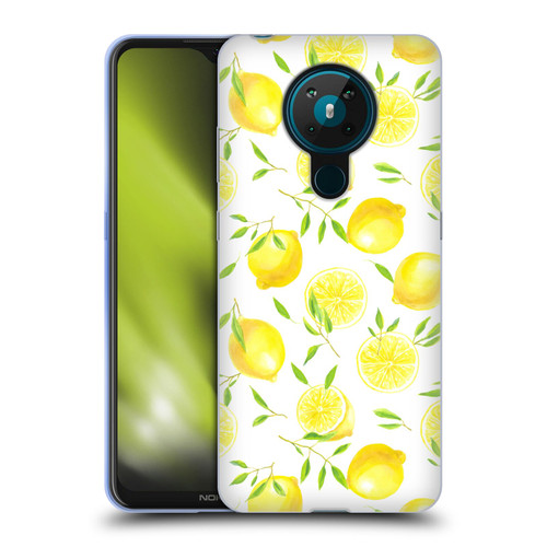 Katerina Kirilova Fruits & Foliage Patterns Lemons Soft Gel Case for Nokia 5.3