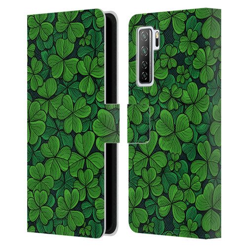 Katerina Kirilova Fruits & Foliage Patterns Clovers Leather Book Wallet Case Cover For Huawei Nova 7 SE/P40 Lite 5G