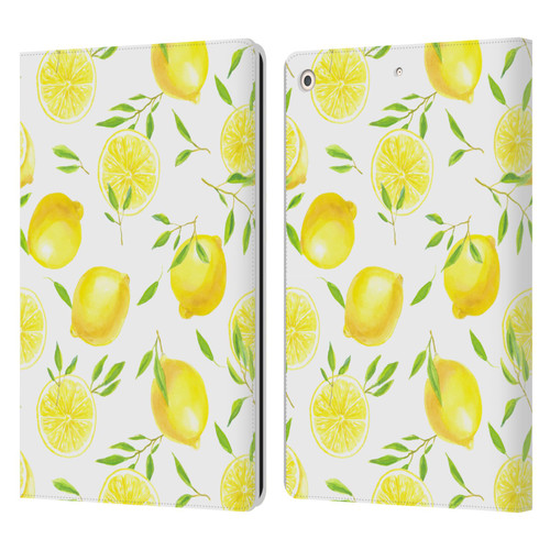 Katerina Kirilova Fruits & Foliage Patterns Lemons Leather Book Wallet Case Cover For Apple iPad 10.2 2019/2020/2021