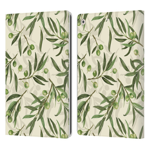 Katerina Kirilova Fruits & Foliage Patterns Olive Branches Leather Book Wallet Case Cover For Apple iPad 10.2 2019/2020/2021