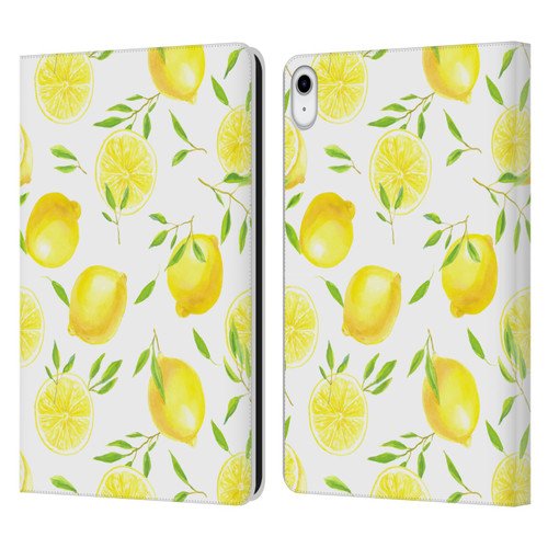 Katerina Kirilova Fruits & Foliage Patterns Lemons Leather Book Wallet Case Cover For Apple iPad 10.9 (2022)
