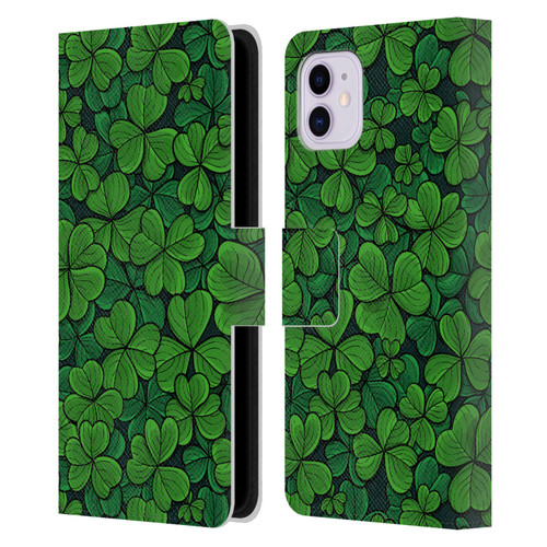 Katerina Kirilova Fruits & Foliage Patterns Clovers Leather Book Wallet Case Cover For Apple iPhone 11