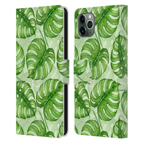 Katerina Kirilova Fruits & Foliage Patterns Monstera Leather Book Wallet Case Cover For Apple iPhone 11 Pro Max