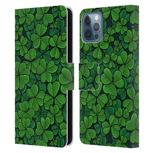 Katerina Kirilova Fruits & Foliage Patterns Clovers Leather Book Wallet Case Cover For Apple iPhone 12 / iPhone 12 Pro