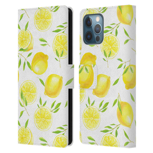 Katerina Kirilova Fruits & Foliage Patterns Lemons Leather Book Wallet Case Cover For Apple iPhone 12 Pro Max