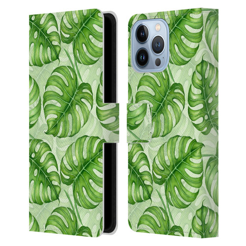 Katerina Kirilova Fruits & Foliage Patterns Monstera Leather Book Wallet Case Cover For Apple iPhone 13 Pro Max