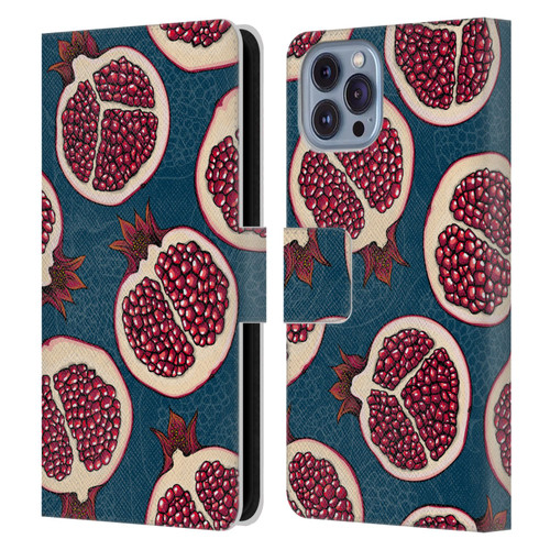 Katerina Kirilova Fruits & Foliage Patterns Pomegranate Slices Leather Book Wallet Case Cover For Apple iPhone 14