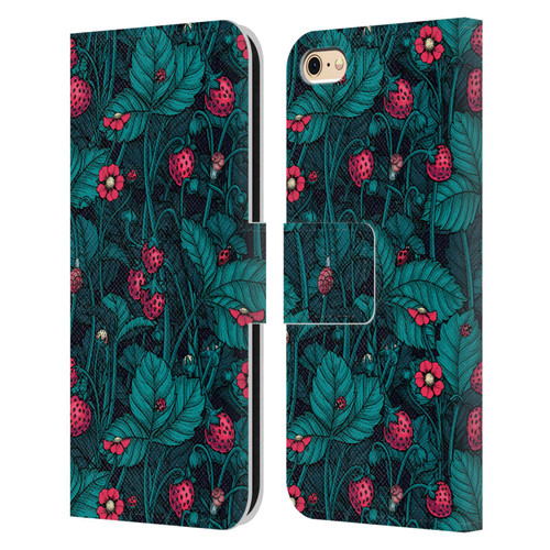 Katerina Kirilova Fruits & Foliage Patterns Wild Strawberries Leather Book Wallet Case Cover For Apple iPhone 6 / iPhone 6s