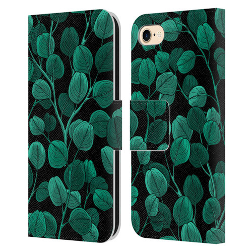 Katerina Kirilova Fruits & Foliage Patterns Eucalyptus Silver Dollar Leather Book Wallet Case Cover For Apple iPhone 7 / 8 / SE 2020 & 2022