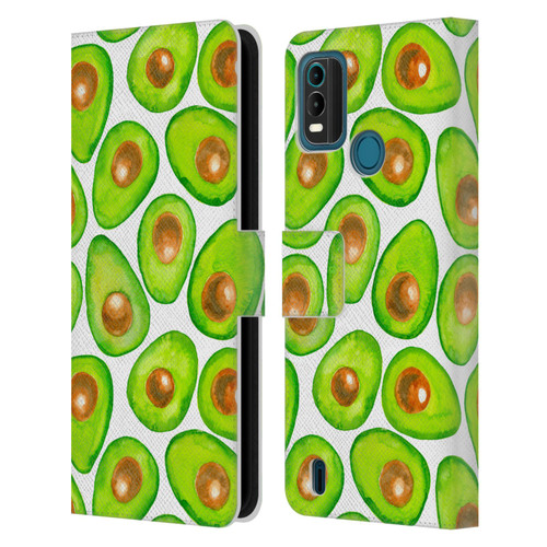 Katerina Kirilova Fruits & Foliage Patterns Avocado Leather Book Wallet Case Cover For Nokia G11 Plus