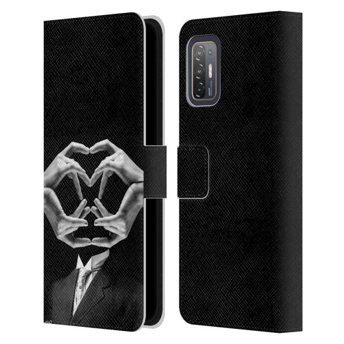 LouiJoverArt Black And White Mr Handy Man Leather Book Wallet Case Cover For HTC Desire 21 Pro 5G