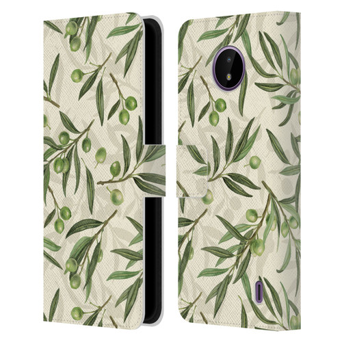 Katerina Kirilova Fruits & Foliage Patterns Olive Branches Leather Book Wallet Case Cover For Nokia C10 / C20