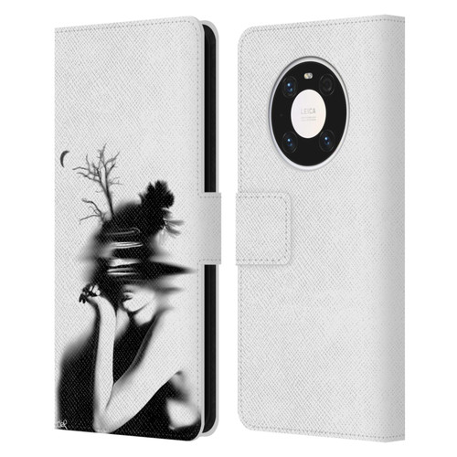 LouiJoverArt Black And White The Mystery Of Never Leather Book Wallet Case Cover For Huawei Mate 40 Pro 5G